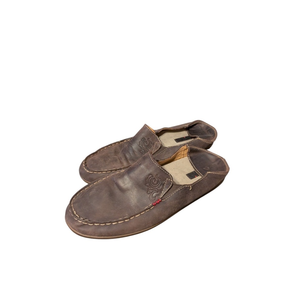 Olukai Womens Nohea Nubuck Brown Leather Slip-On Loafer Shoes US 9
